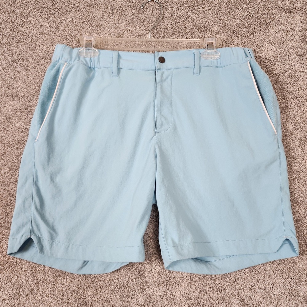 Criquet Shorts Mens 36 Blue Chino 7 Inseam Stretch Elastic Waist Pockets